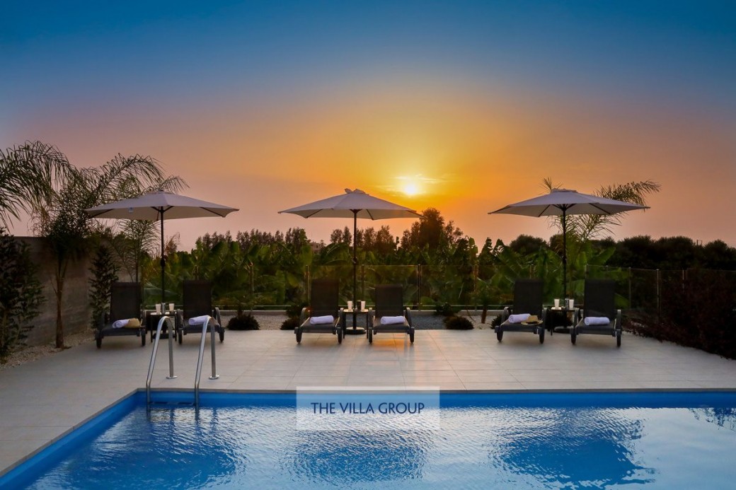 The villa at sunset