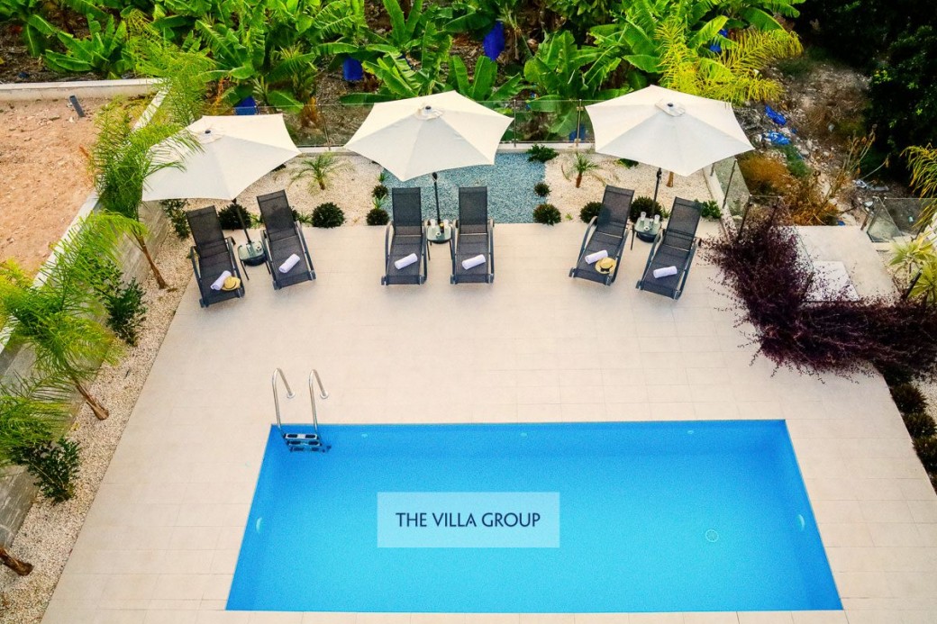 Private pool and sun beds