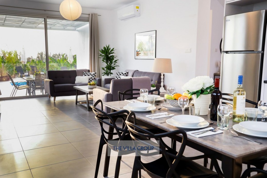 Modern open plan living room with modern furniture