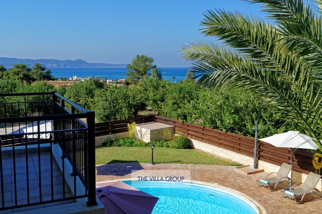 Views over the swimming pool towards the sea