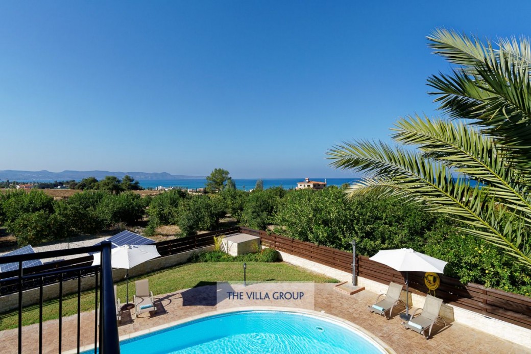 Views over the swimming pool towards the sea