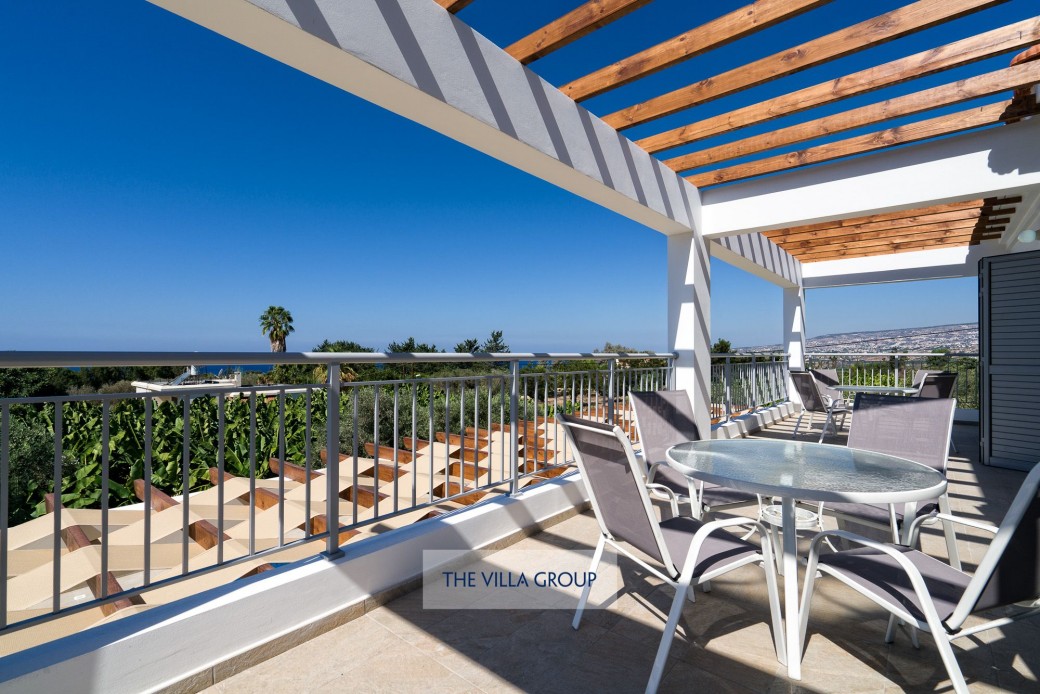 Furnished balconies at each villa