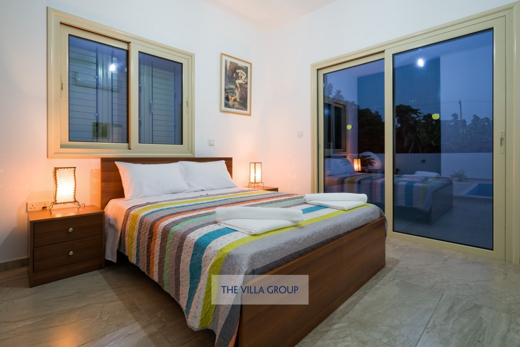 Double bedroom at evening time