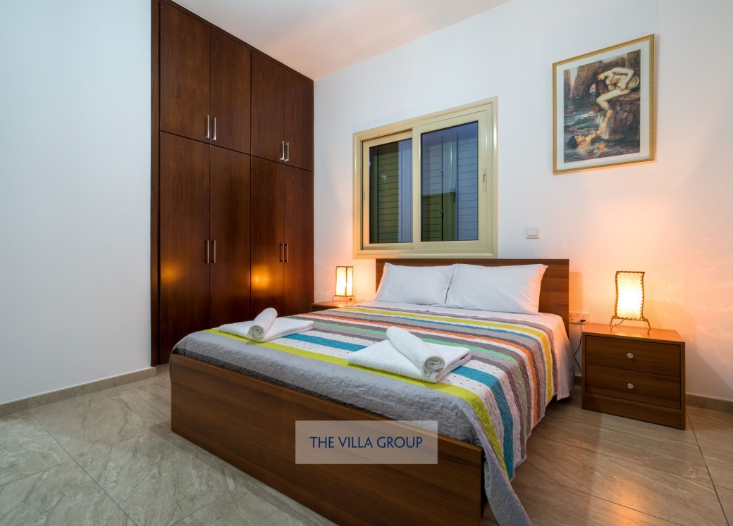 Double bedroom at evening time