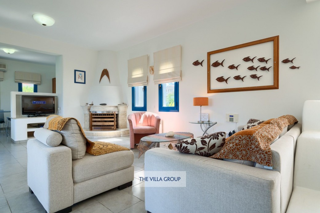 Living area with comfortable sofas and flatscreen TV