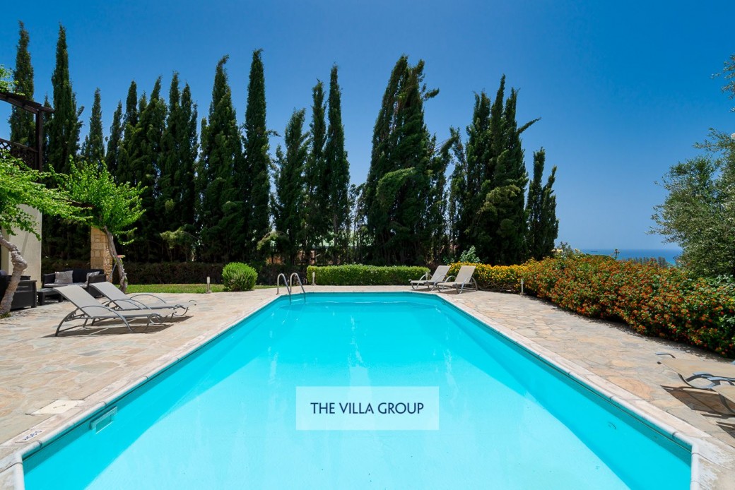 Plenty of sunbeds, umbrellas, tables and chairs are provided on the large verandah that surrounds the 10m x 5m private swimming pool