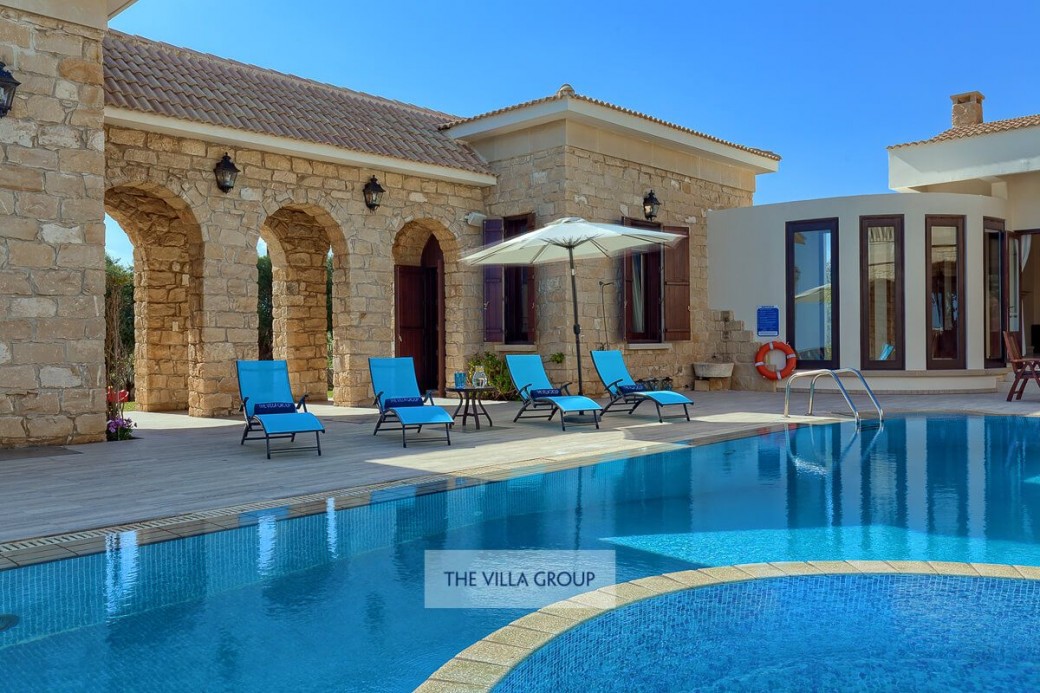 Sunbeds set the scene for relaxing under the Cyprus sunshine