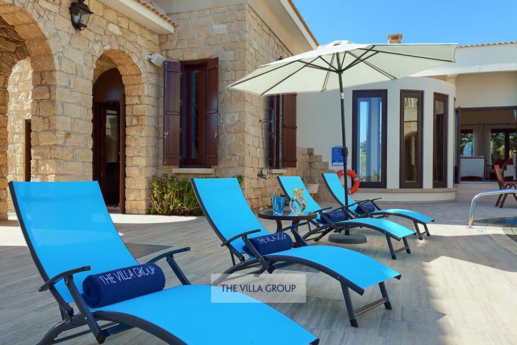 Sunbeds set the scene for relaxing under the Cyprus sunshine