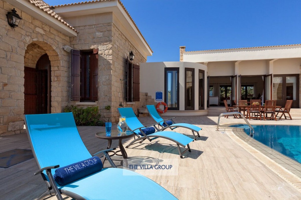 Sunbeds set the scene for relaxing under the Cyprus sunshine