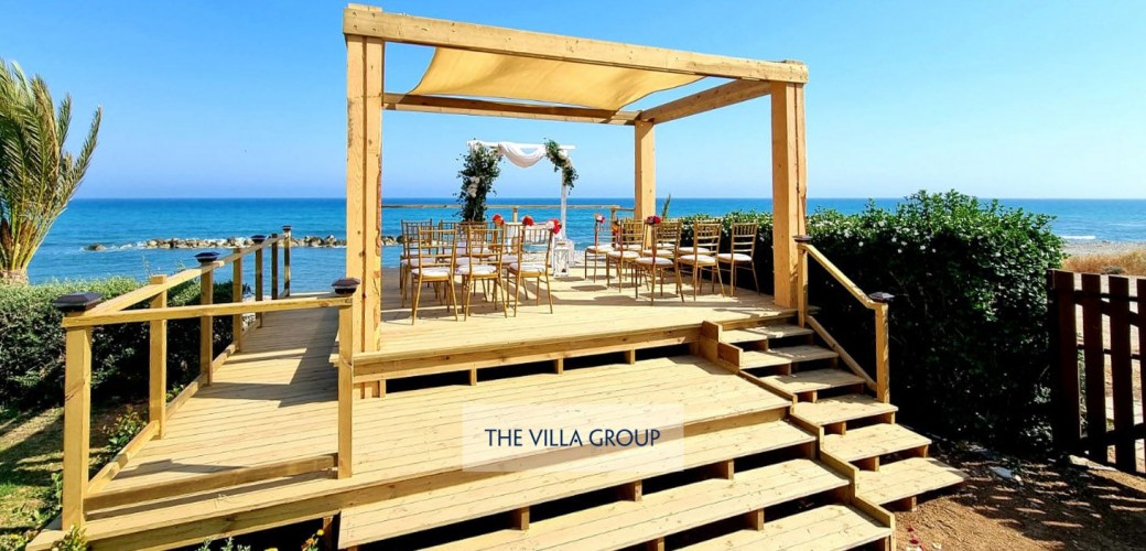 Wedding terrace by the beach with panoramic sea views