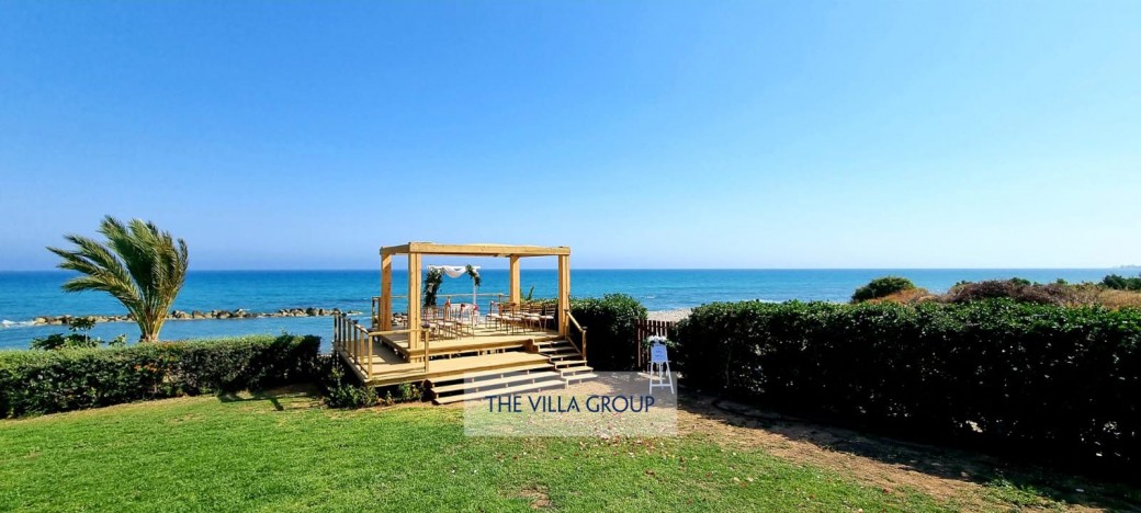 Wedding terrace by the sea with large lawn