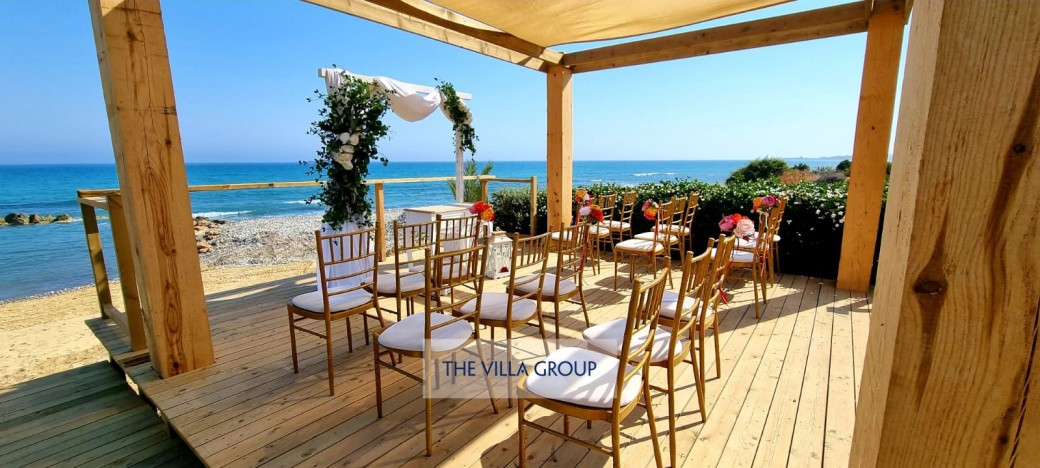 Wedding terrace with covered seating area