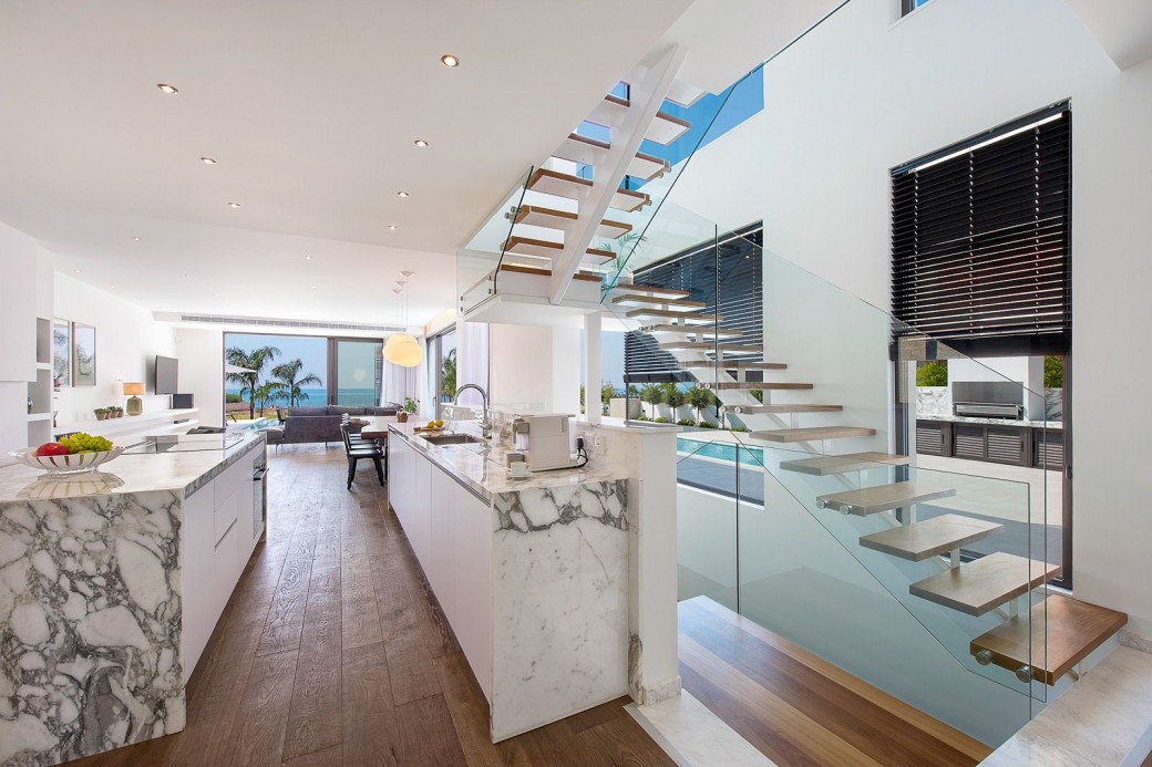 The villa is split in three levels 