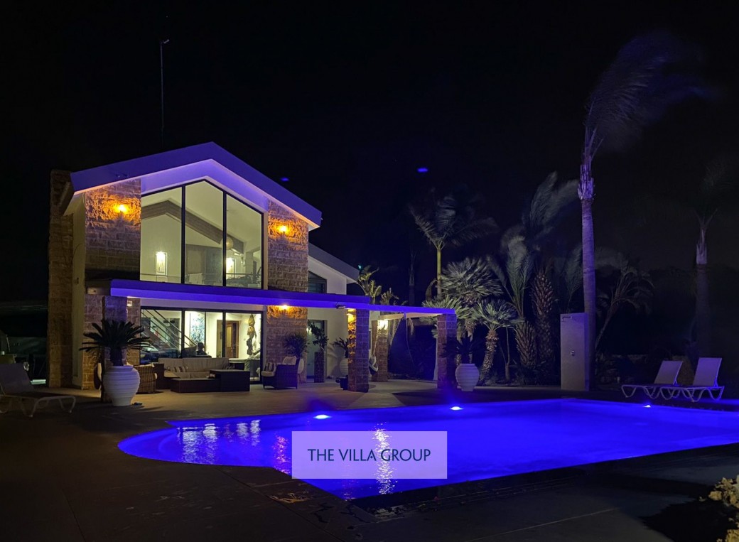 The villa at night
