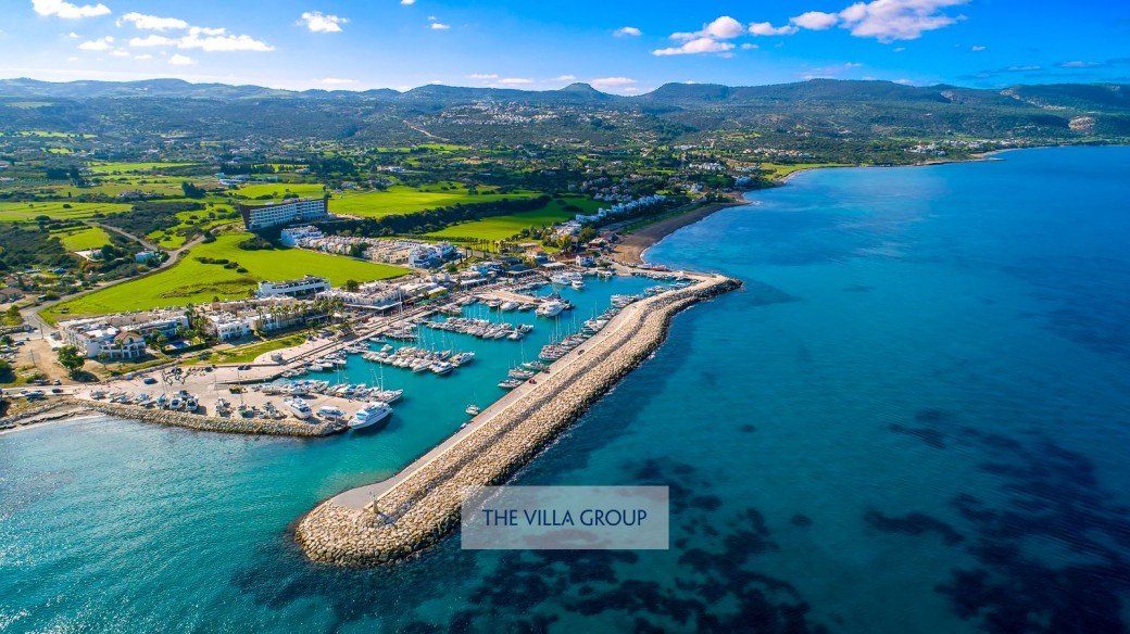 Aerial view of nearby Latchi Marina
