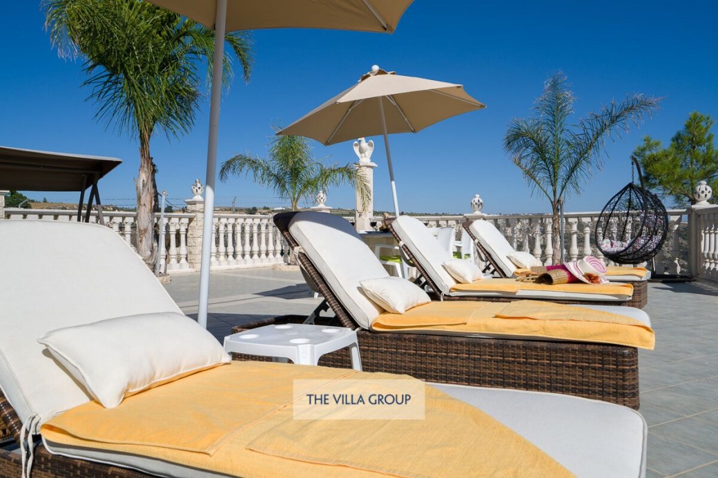 Sunbeds for relaxing under the Cyprus sunshine