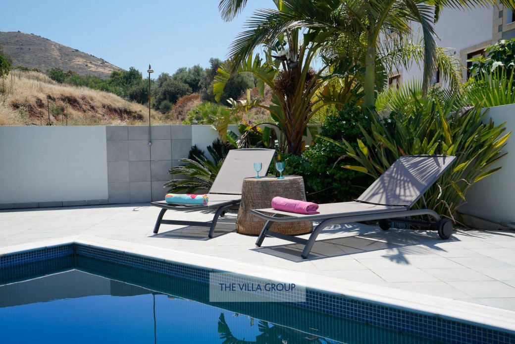 Sunbeds set the scene for relaxing under the Cyprus sunshine