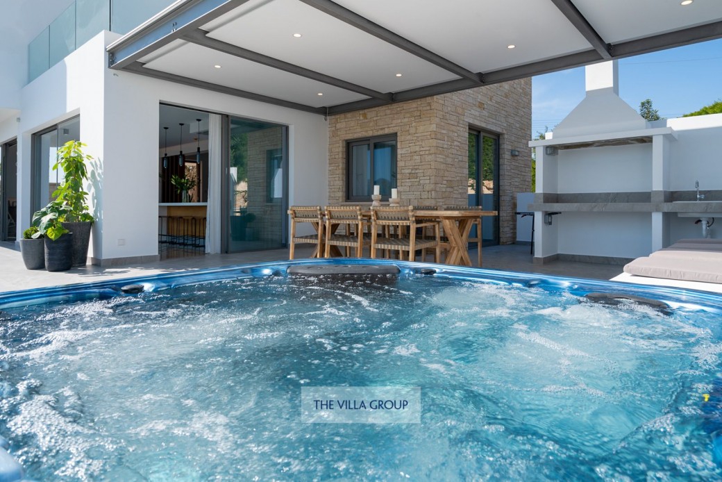 Relaxing in the hot tub