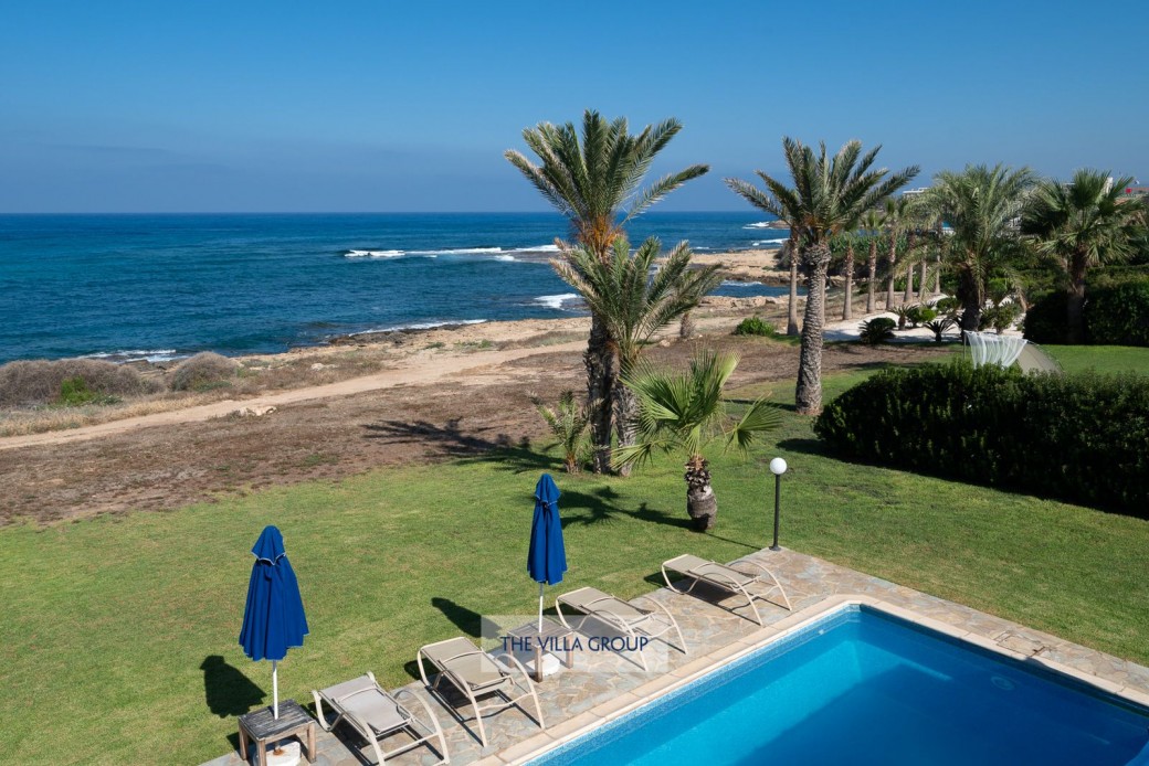 Sunbeds set the scene for relaxing under the Cyprus sunshine