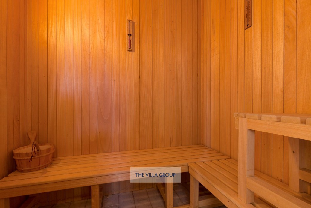A sauna located on the first floor (available at an extra charge)