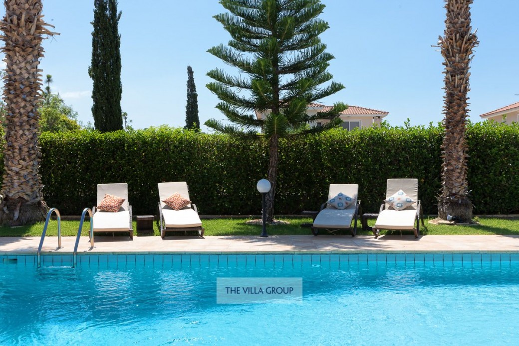 Sunbeds set the scene for relaxing under the Cyprus sunshine
