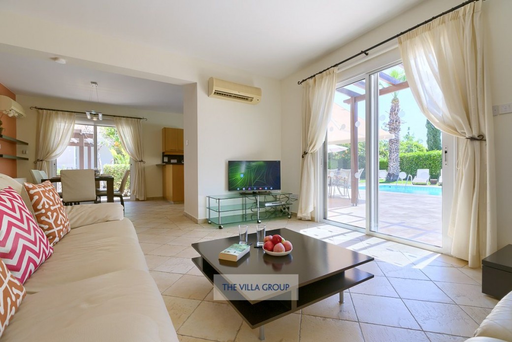 Patio doors lead to terrace from living area