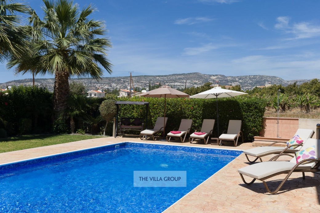 Sunbeds set the scene for relaxing under the Cyprus sunshine