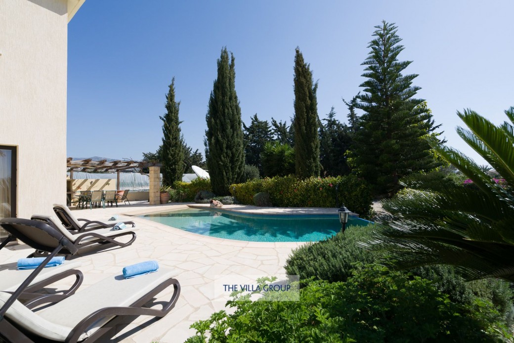 Sunbeds set the scene for relaxing under the Cyprus sunshine