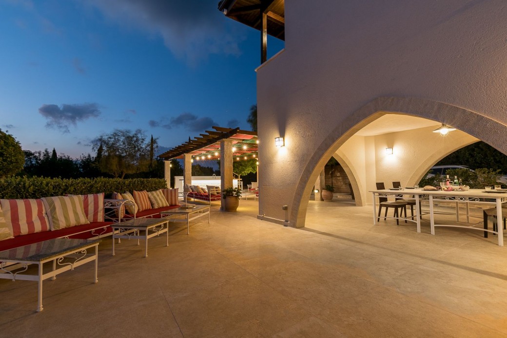 Spacious outside terrace during the evening