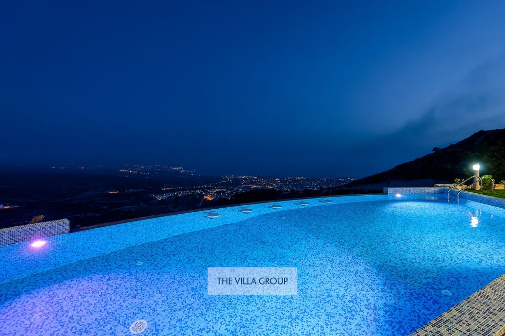 Pool lit at night