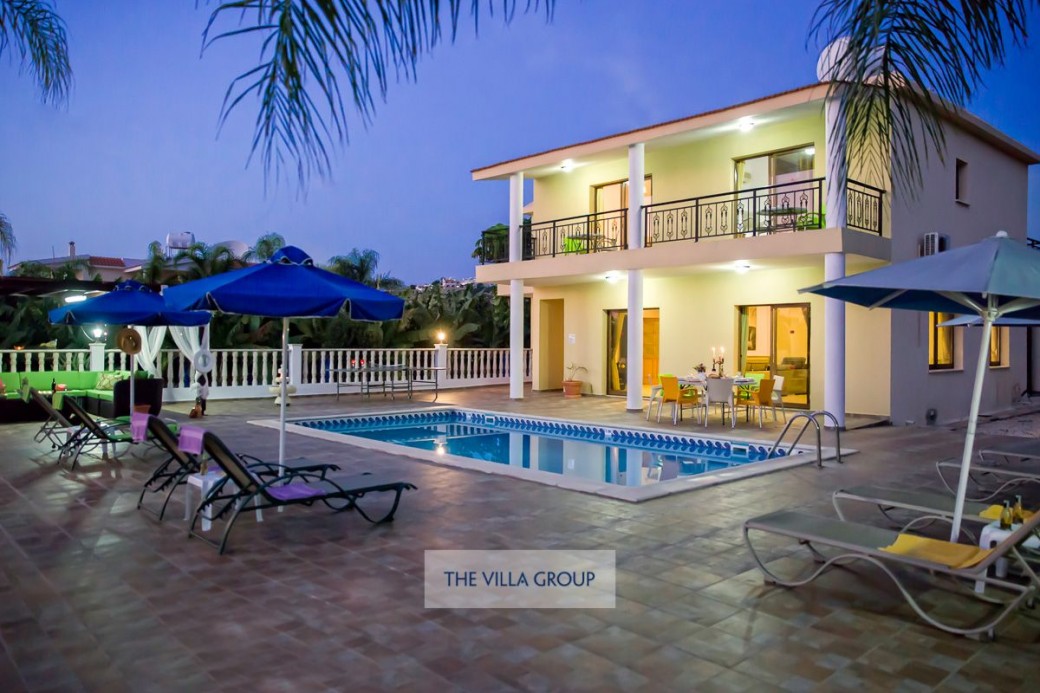 The villa at sunset