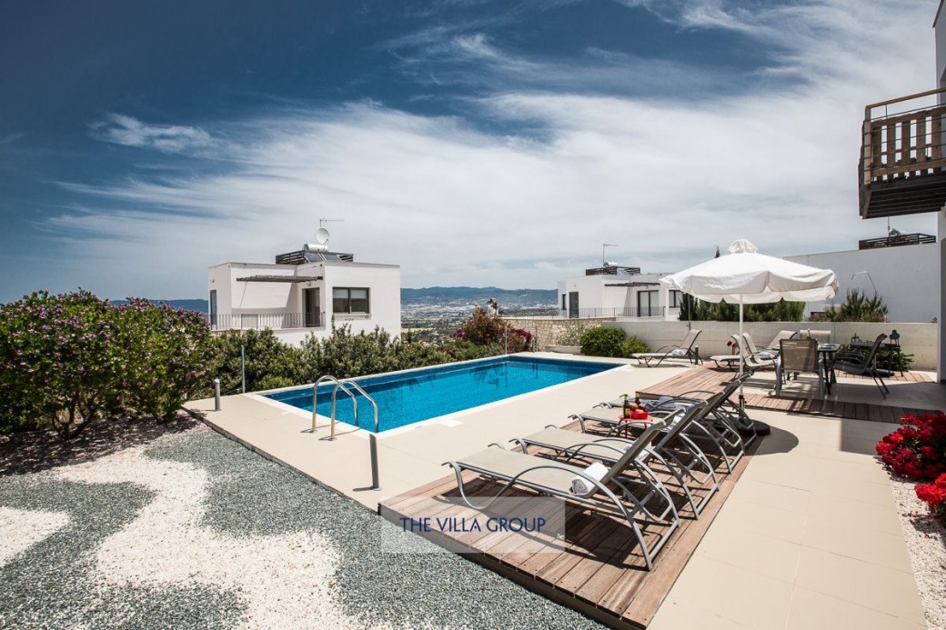 Sunbeds set the scene for relaxing under the Cyprus sunshine