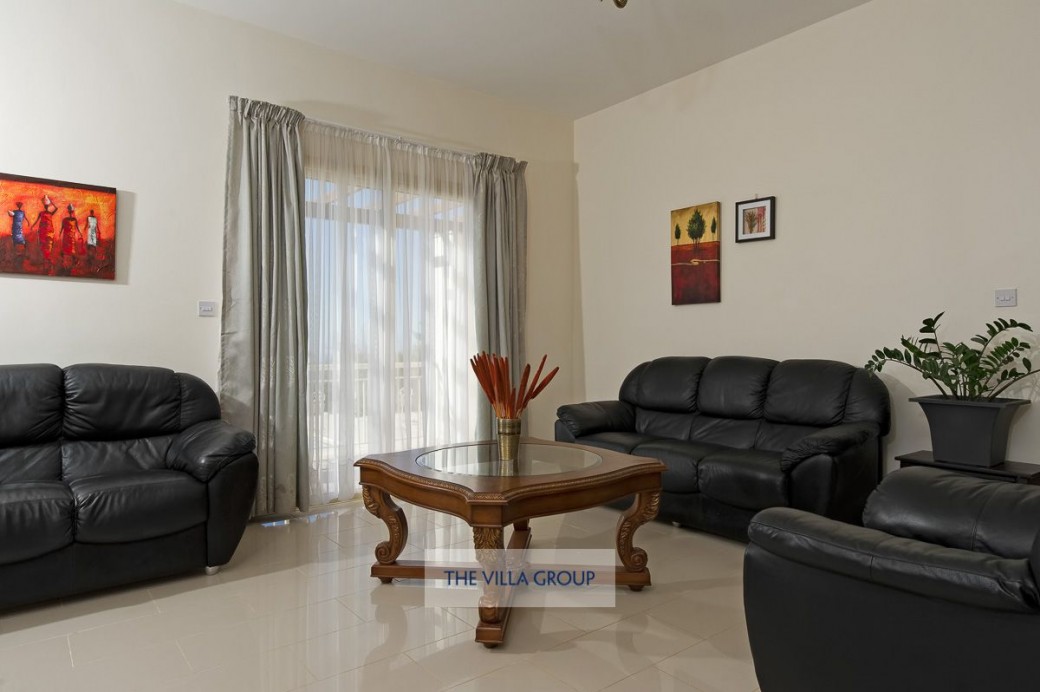 Living area with comfortable leather sofas