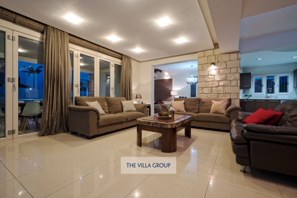 Living area during the evening