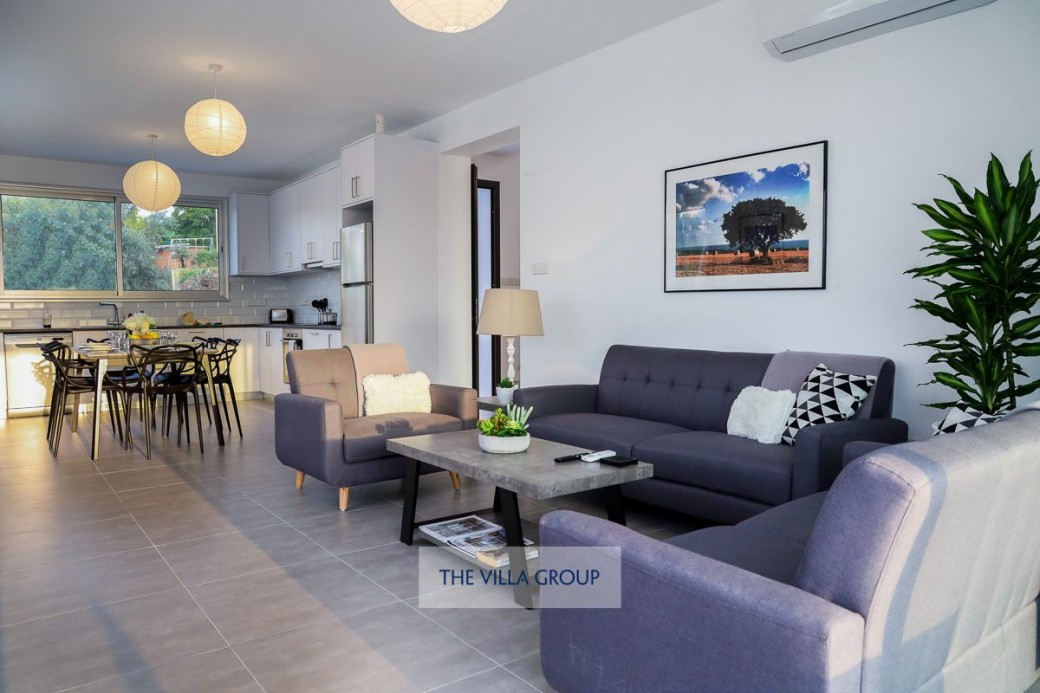 Modern open plan living room with modern furniture