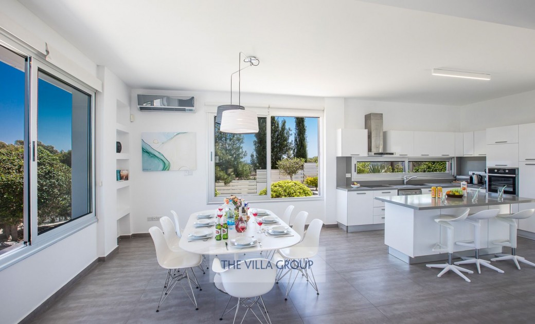 Modern kitchen is fully equipped with all appliances and utensils 