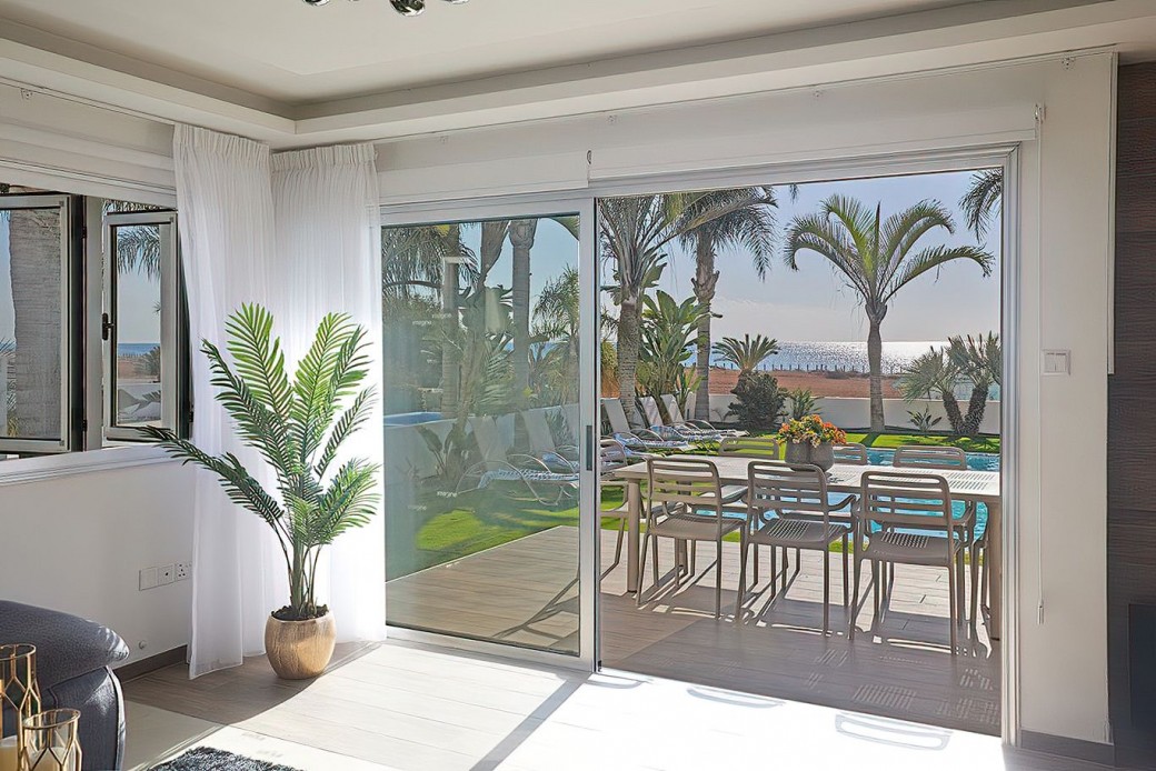 Patio doors lead to the outside furnished terrace