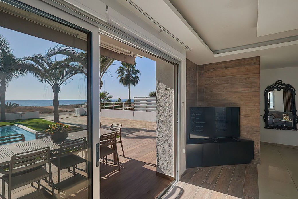 Patio doors from the living area lead to outside