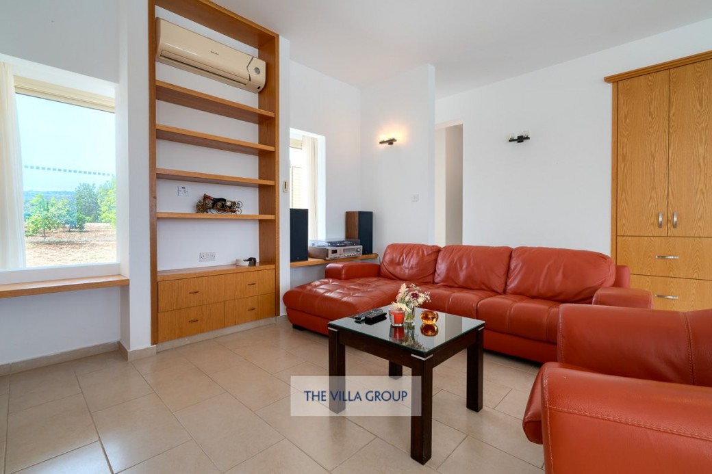 Living area with stereo system