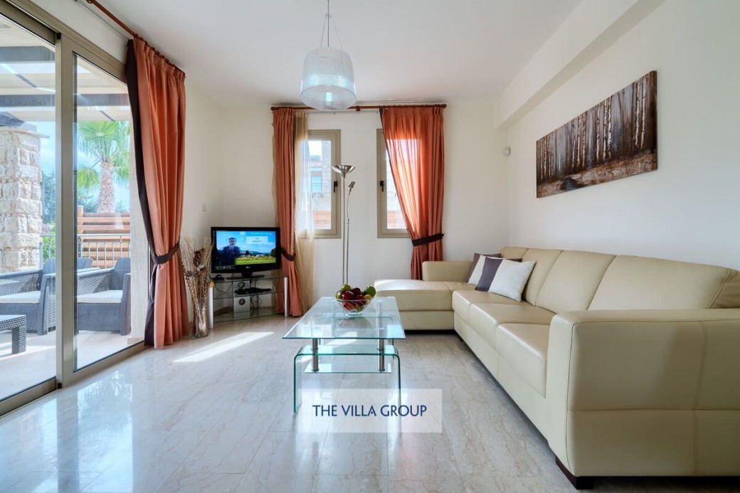 Patio doors allow access to the furnished terrace