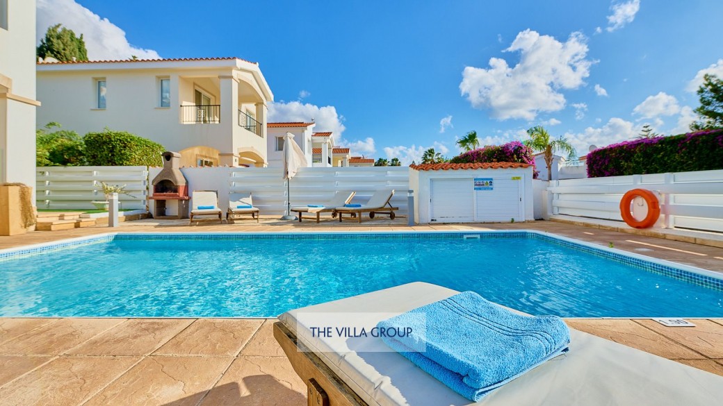 Sunbeds set the scene for relaxing under the Cyprus sunshine