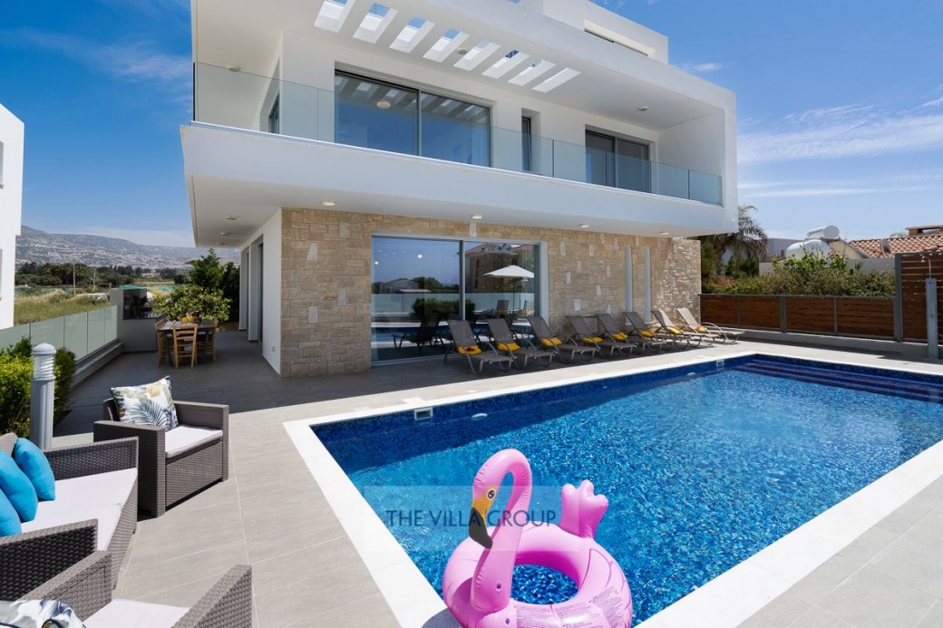 Sunbeds set the scene for relaxing under the Cyprus sunshine