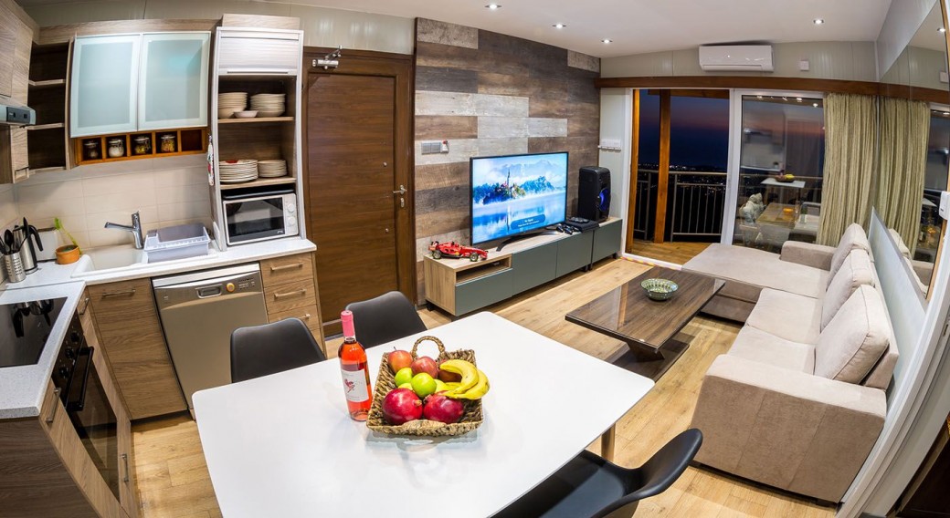 Contemporary style living and kitchen area