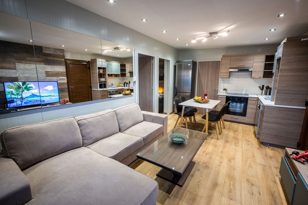 Contemporary style living and kitchen area