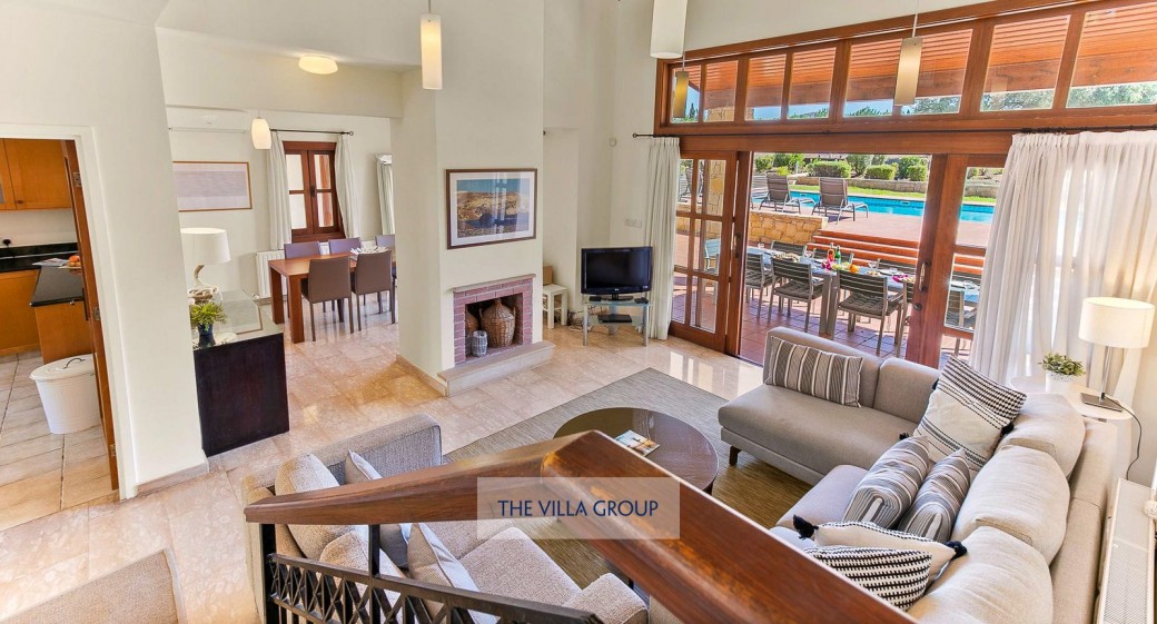 Interior features large sofas, marble staircases, free Wi-Fi, plasma screen TV, comprehensive TV system