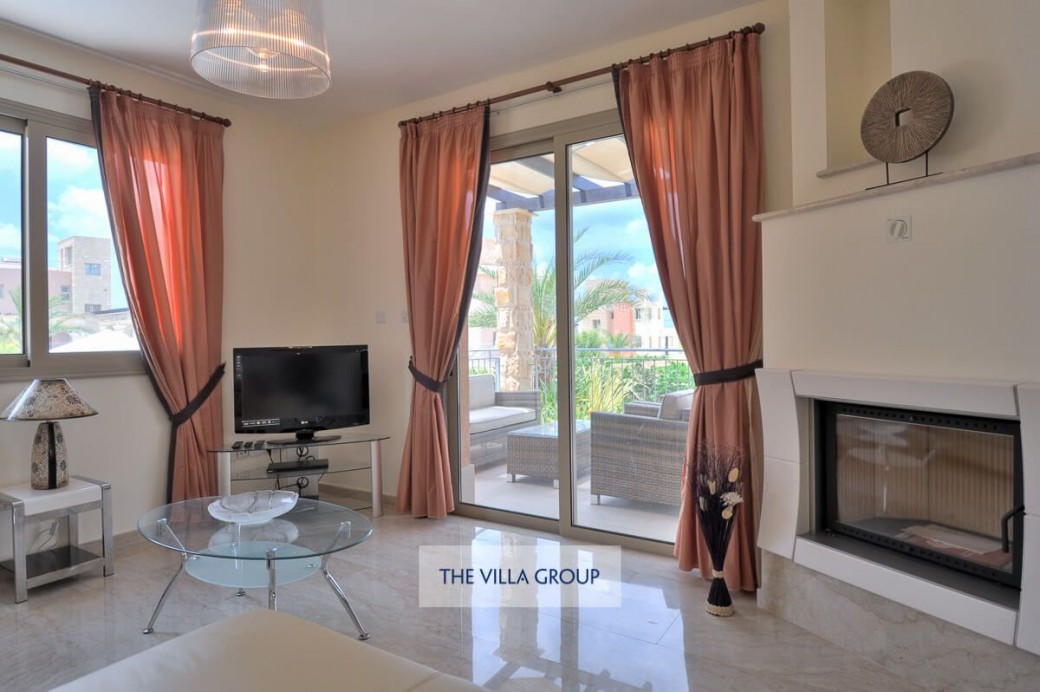 Patio doors lead to the furnished terrace