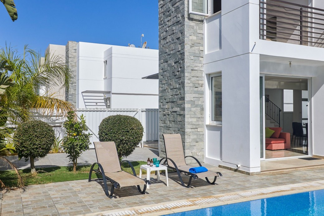Sunbeds for relaxing under the Cyprus sunshine