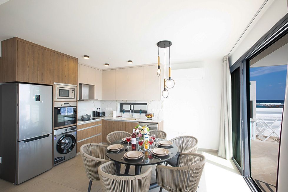Modern kitchen and dining area