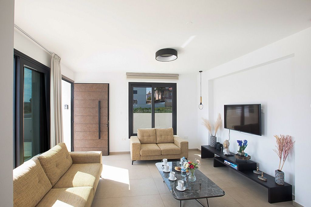 Corner sofa and widescreen Satellite TV