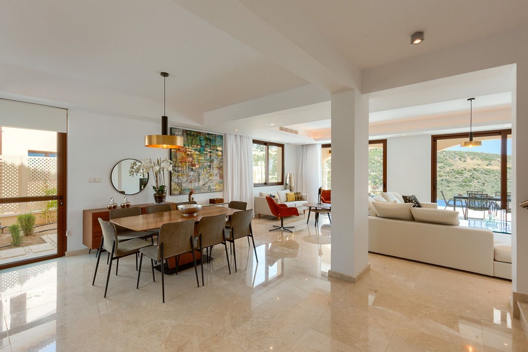 Open plan living, dining and kitchen areas